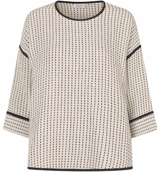 Masai MaBeccato Bluse, Oversize Regular, Råhvid