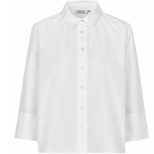 Skjorte-løs model-hvid-bomuld-Masai