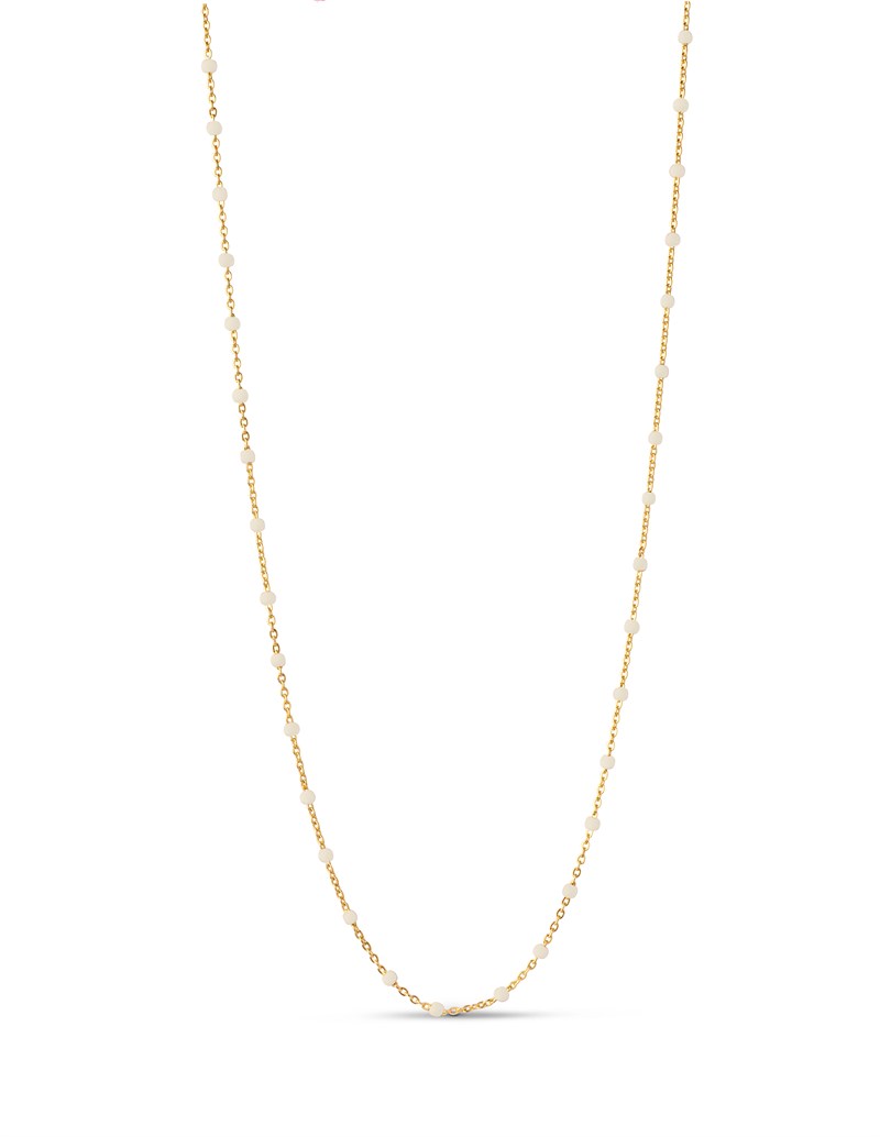 Enamel, Halskæde, Lola, Daisy, Hvid, Forgyldt