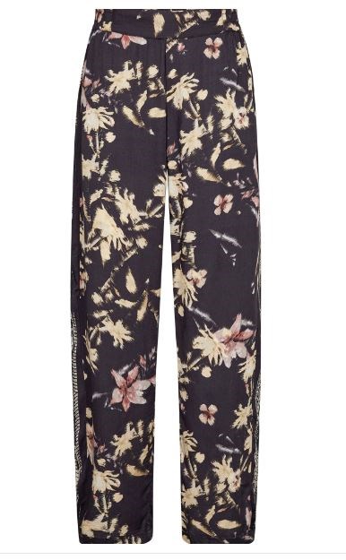 NÜ Cara Bukser med mønster, Viskose, Sort Mix