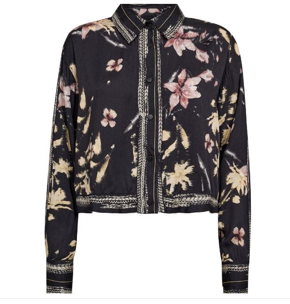 NÜ Cara Skjorte/jakke med Mønster, Viscose, Black Mix