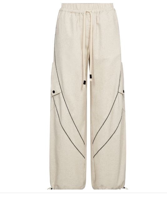 NÜ Cerise Bukser med Vidde og detaljer, Creme