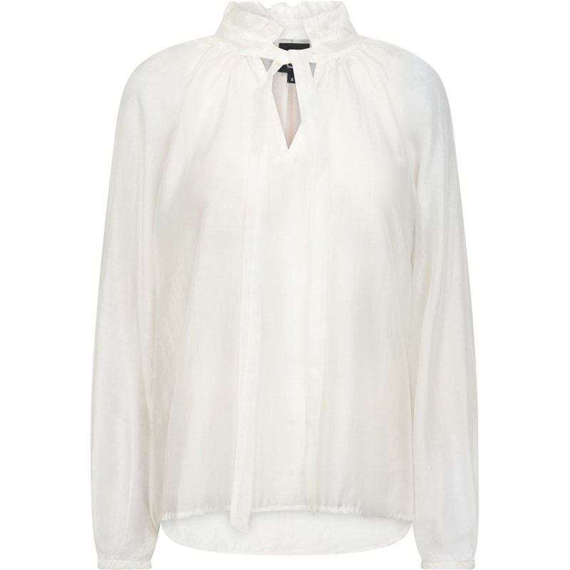 NÜ Elly Skjorte med bindebånd -transparent, Creme