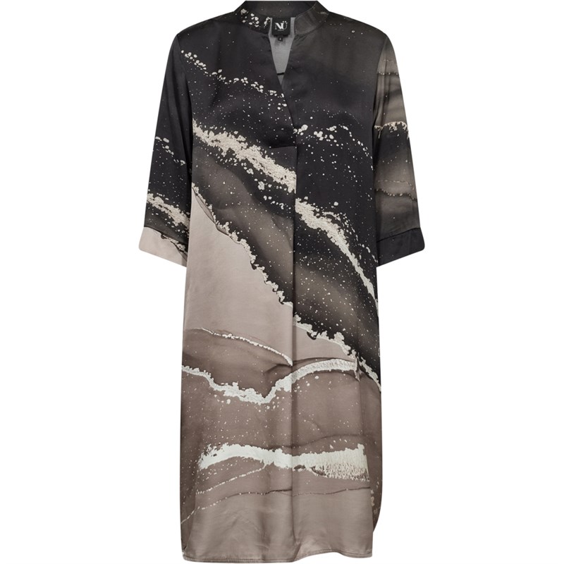 NÜ Cilje Tunika Kjole, Abstrakt Print, Cigar Mix