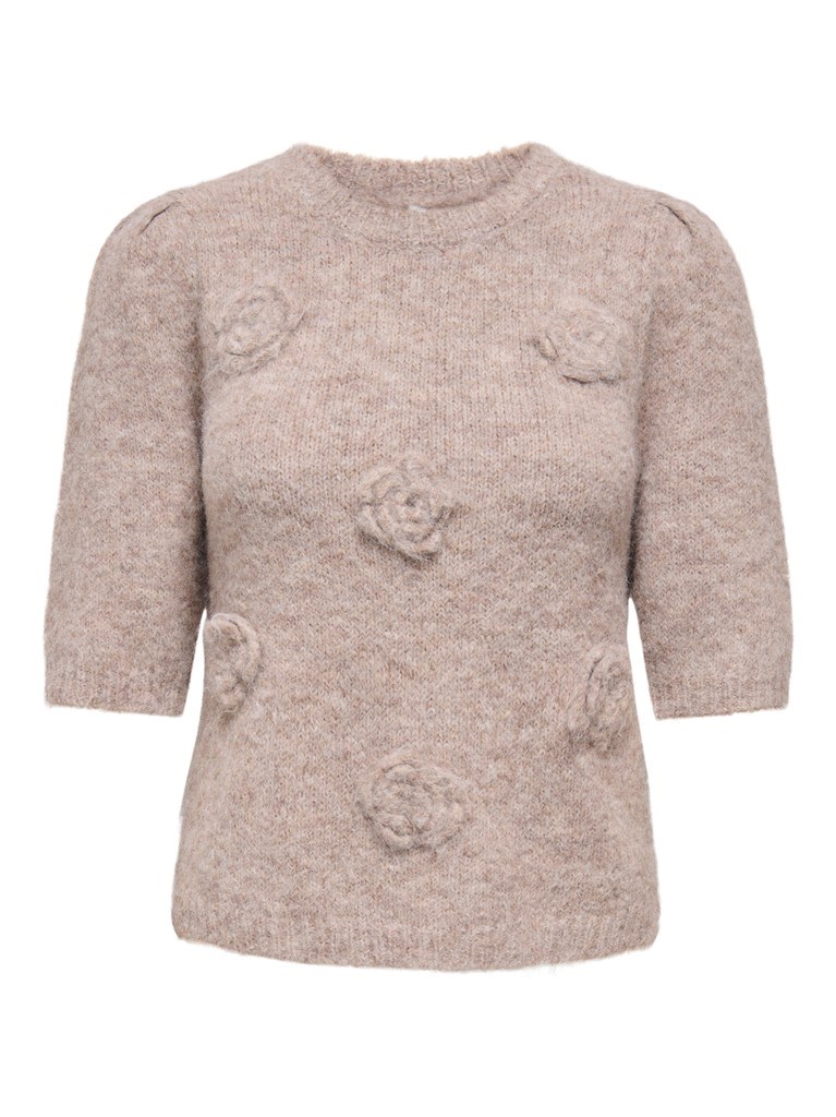 Only Zaggie Strik bluse med kort ærme, blomster 