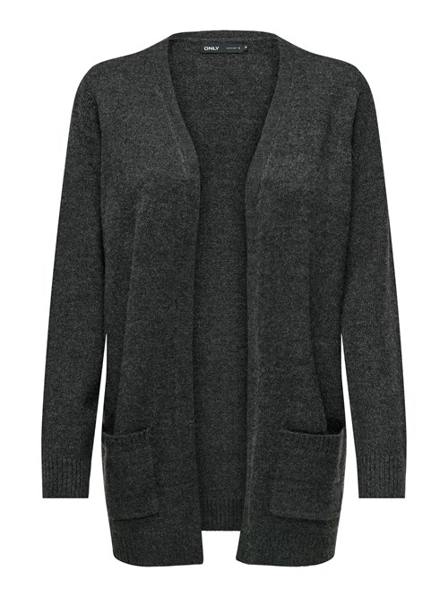 Only Lesly Strikcardigan, Langærmet, Åben, Mørk Grå