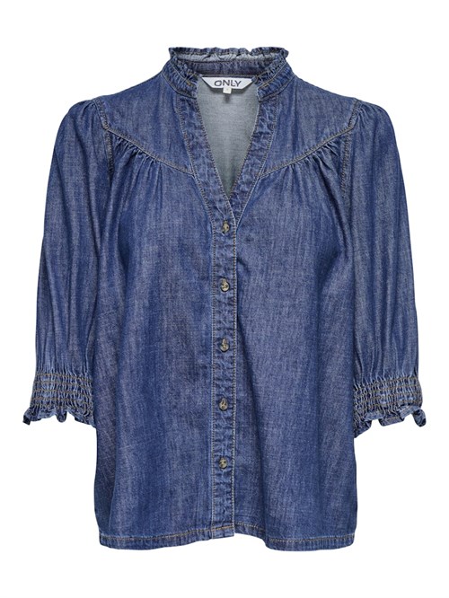 ONLY, Raya, Tre Kvart Ærmer, Bluse I Denim