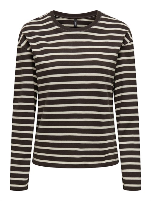 Only, New Soph Life, Stribbet langærmet trøje, Brun, Beige 