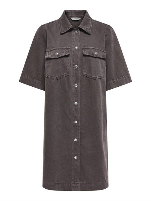 Only Belle Kortærmet Denimkjole, Brun