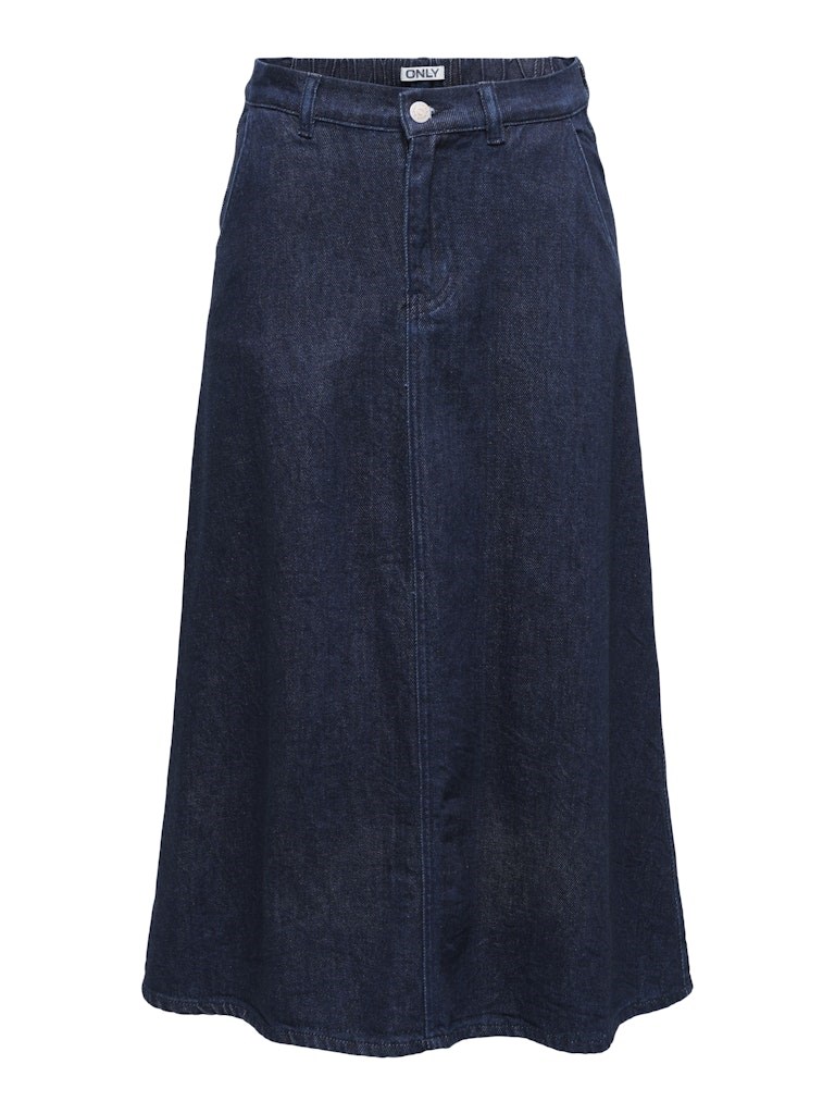 Only Mindy Denim Nederdel, Løs, Højtaljet, Mørkblå Denim