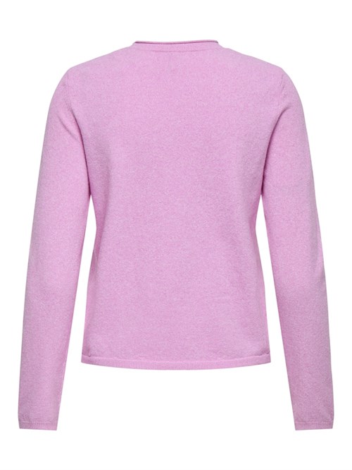 Only Loyal Strikbluse med lange ærmer, Rund hals