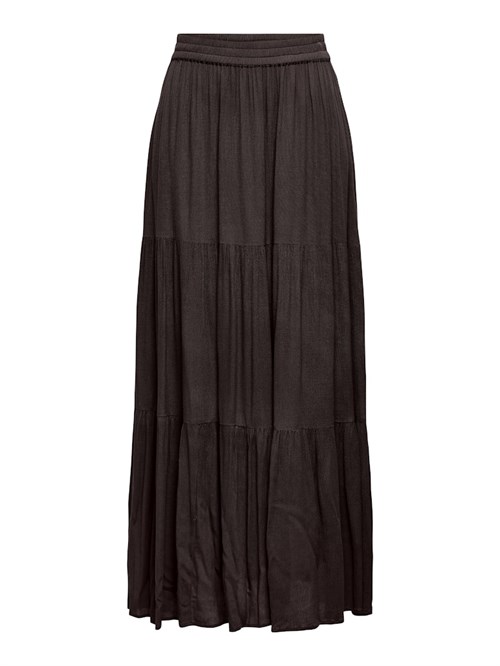  Only Mikka Lang Nederdel med elastik, Mørkebrun