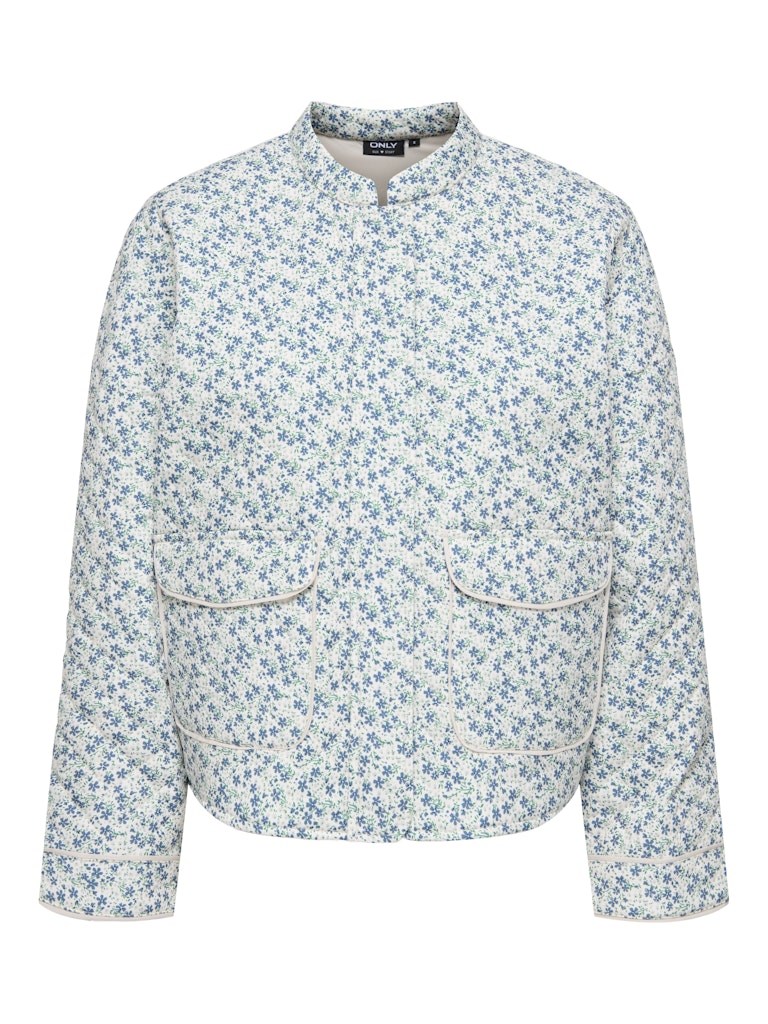 Only Hallie Quiltet Jakke, Lys med blåligt mønster