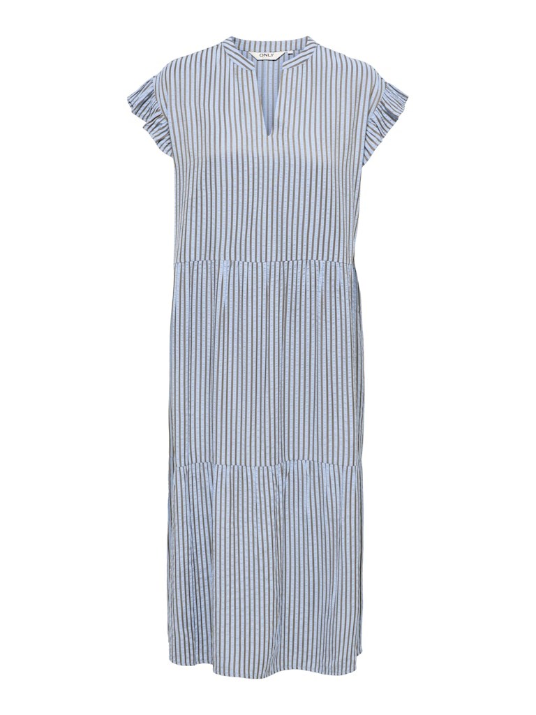 Only Bari Midi Kjole med V-hals, kort ærme, Stribet