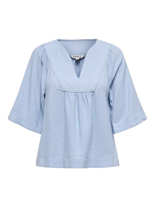 Only Caro Bluse med 2/4 Ærme og V-hals, Hør