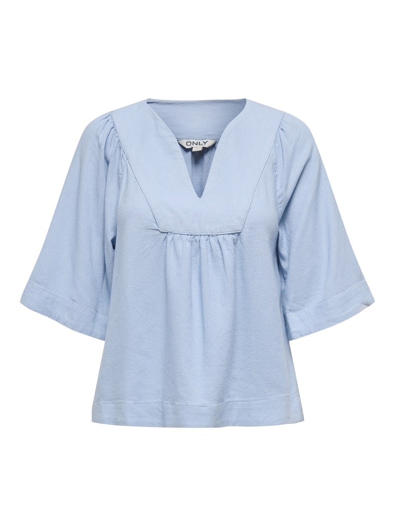 Only Caro Bluse med 2/4 Ærme og V-hals, Hør