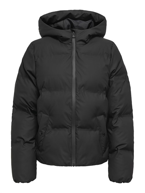 Only Lea Rain Puffer Vinterjakke, Kort, Coated, Sort