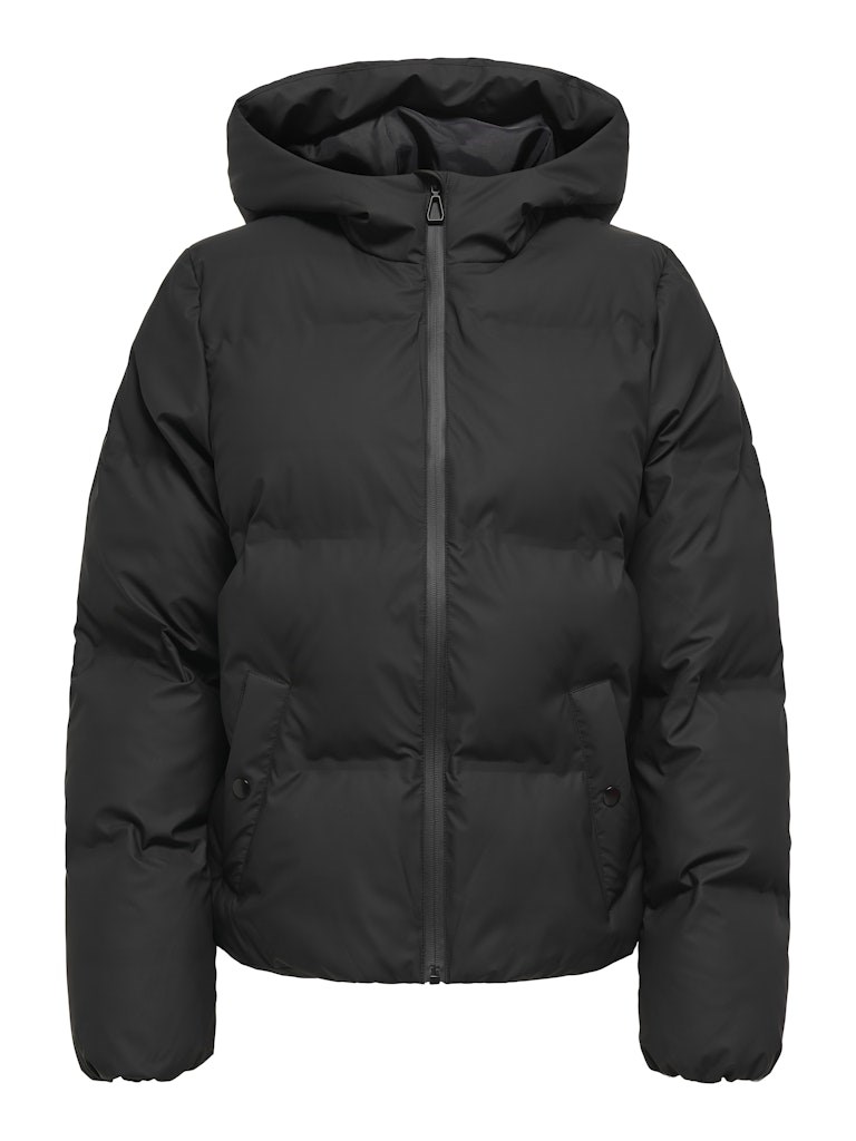 Only Lea Rain Puffer Vinterjakke, Kort, Coated, Sort