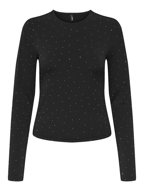 Only Zita Langærmet Bluse med Rhinsten, Sort