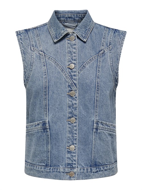 Only Kennedy Kortærmet Denim Vest, Lys Blå Denim
