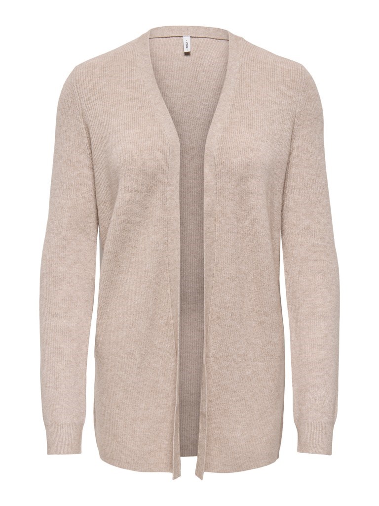 Only Mary Strik Cardigan med rib, Lys brun 