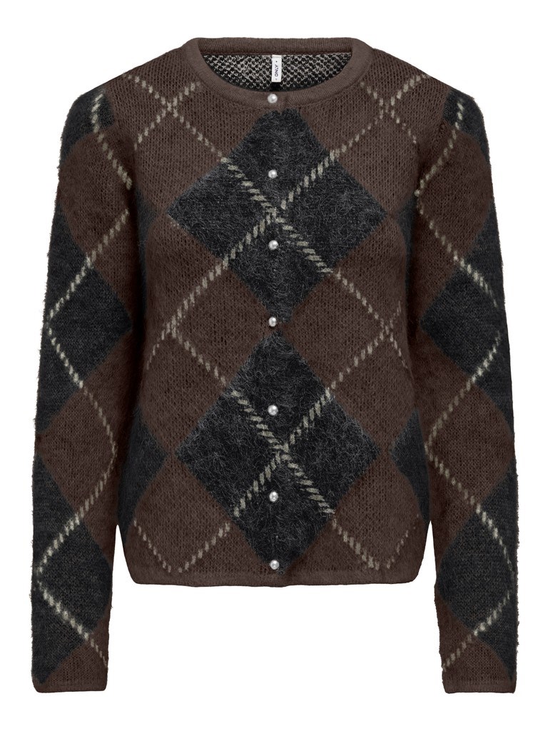 Only Noeme Strik Cardigan med harlekin mønster