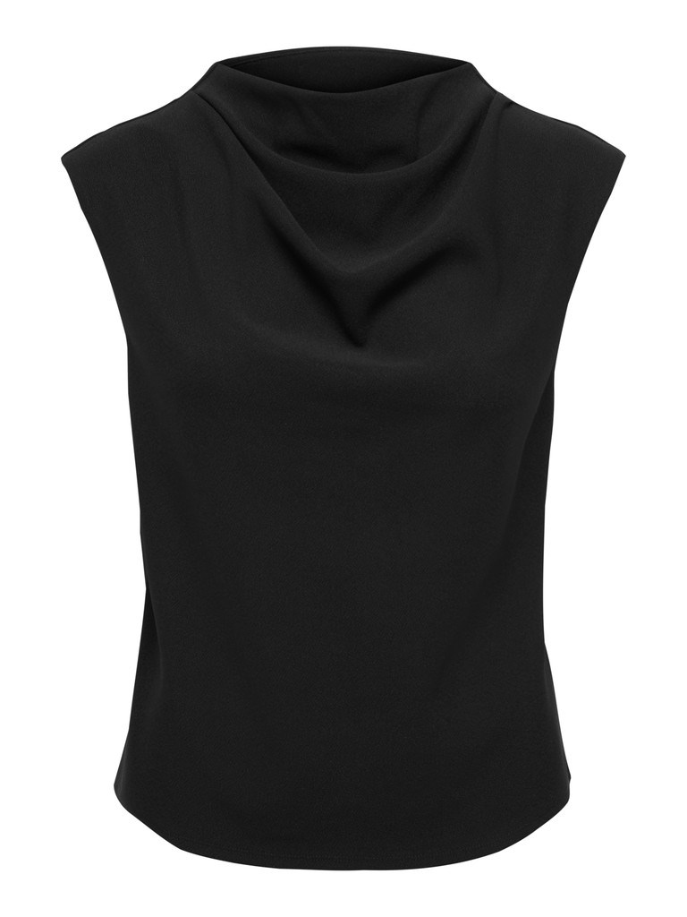 Only Shakia Top med Vandfald Hals, Sort