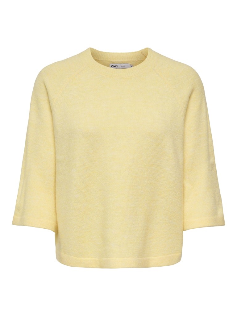Only Simoni Strik Pullover med 3/4 ærme, Lys Gul