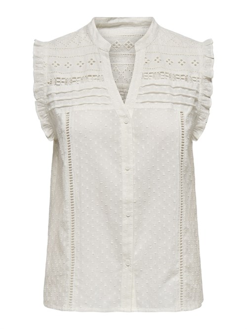 Only Evelyn Top uden Ærmer, V-hals, Broderi