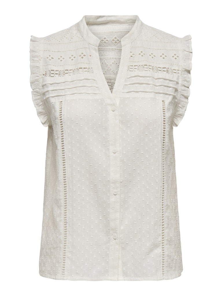 Only Evelyn Top uden Ærmer, V-hals, Broderi