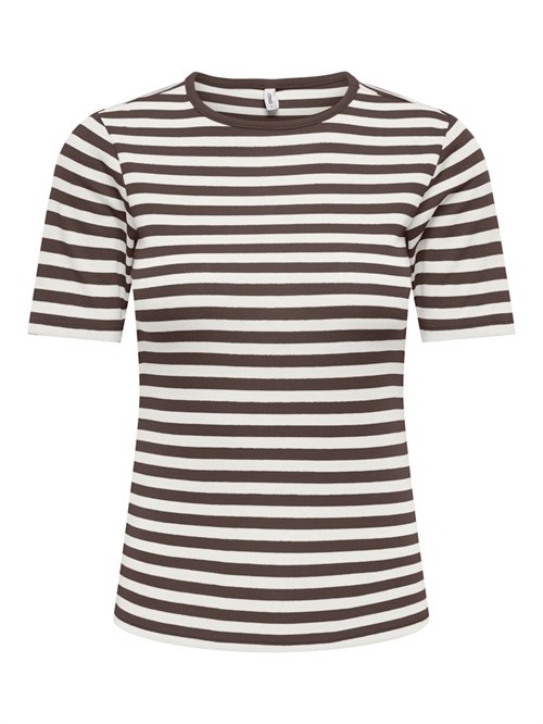 Only Elli Kortærmet rib T-shirt med striber