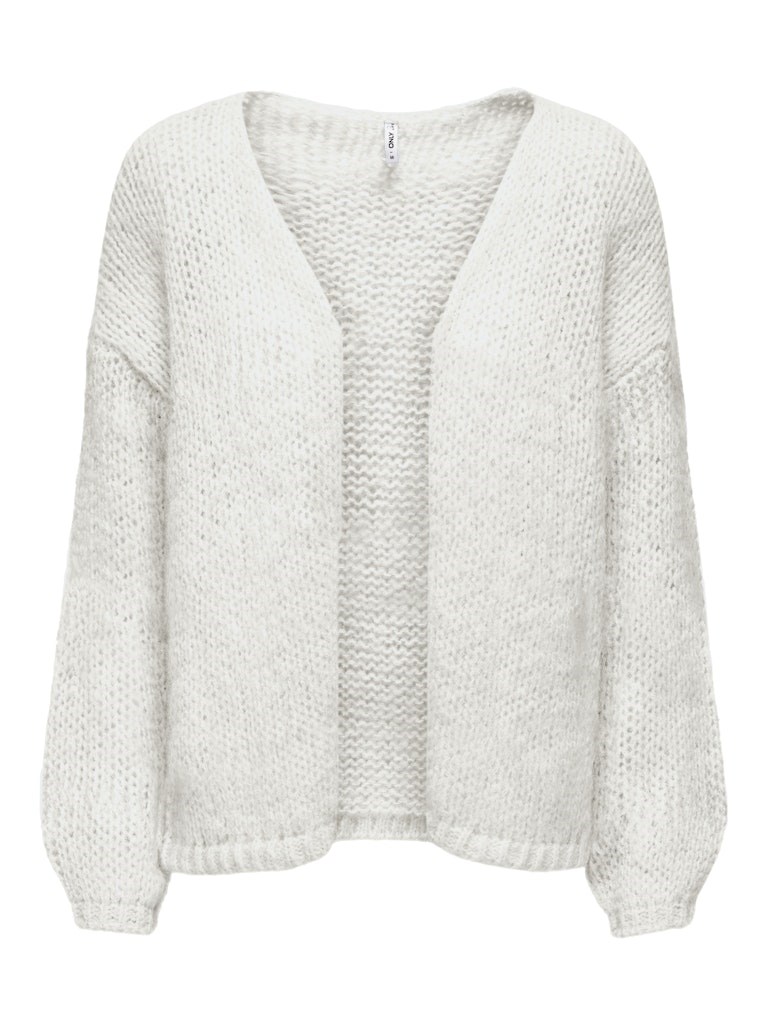 Only Nordic Life Vamset Strik Cardigan Åben, Hvid