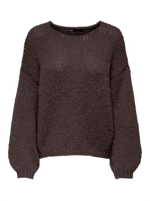 Mørkebrun strikbluse-only