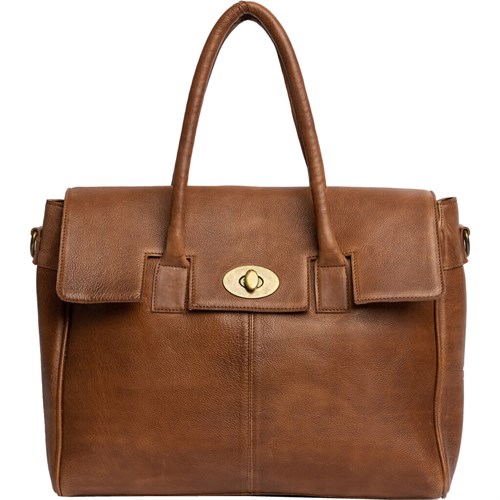 Stor lædertaske i brun fra Re:Designed - Perfekt til kontor eller skolebrug