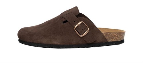 Lukket slipper i mørkebrun ruskind fra Re:Designed