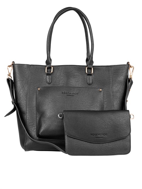 2 i 1 Shopper, arbejdstaske, sort med guld, Rosemunde