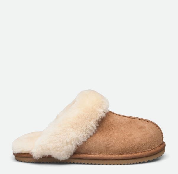 Rosemunde Sydney Shearling Slippers i Ruskind, Cognac