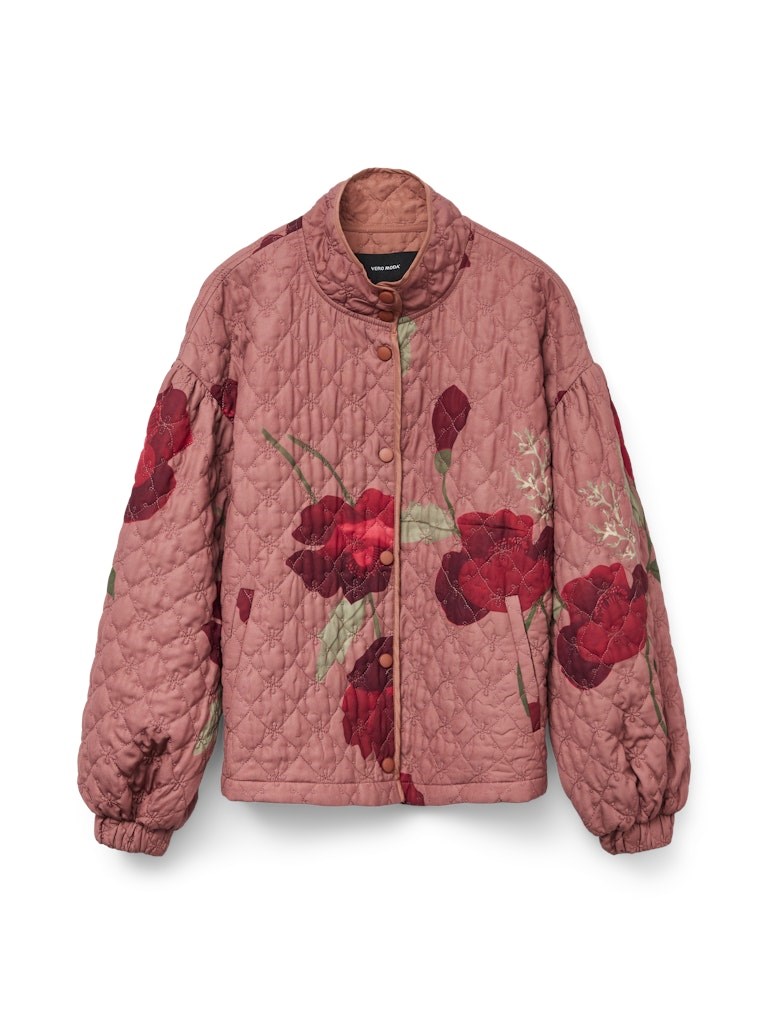 VM Jane Lola Quiltet Bomber Jakke med Print, Rosa