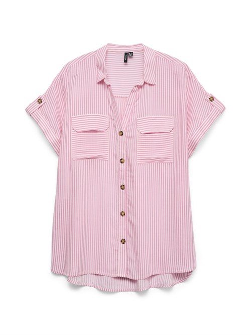 VM Bumpy Kortærmet Skjorte med striber, Pink Strib