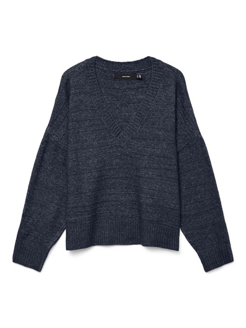 Vero Moda, Boom, strik trøje, V hals, Navy Blå