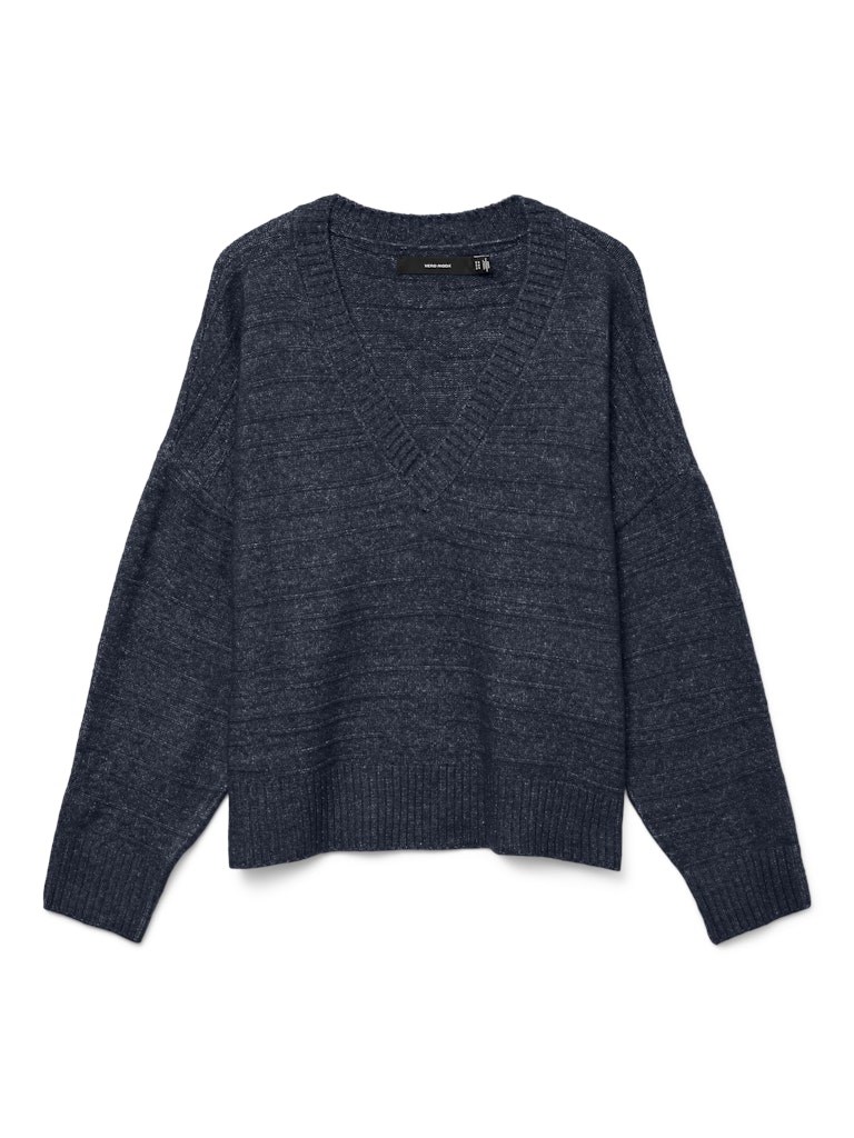 Vero Moda, Boom, strik trøje, V hals, Navy Blå