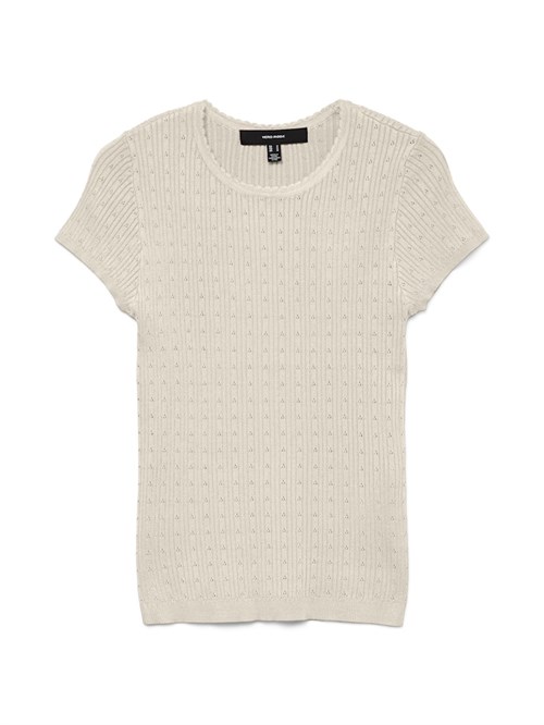 VM Silje T-shirt med hulmønster, rund hals, Hvid