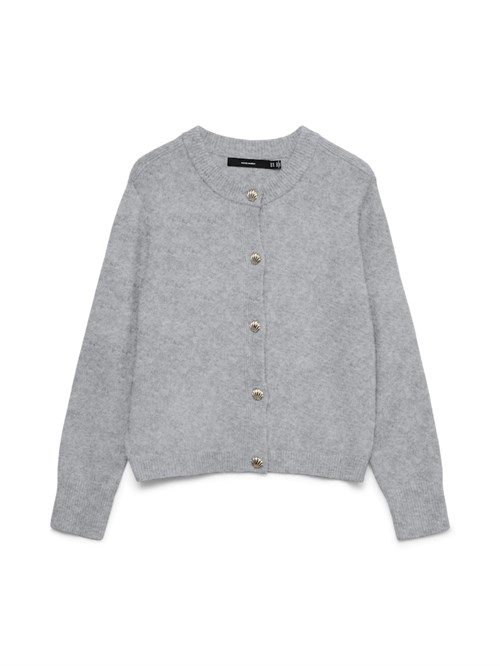 VM Fiona Strik Cardigan med Muslinge Sølv knapper, Lys Grå