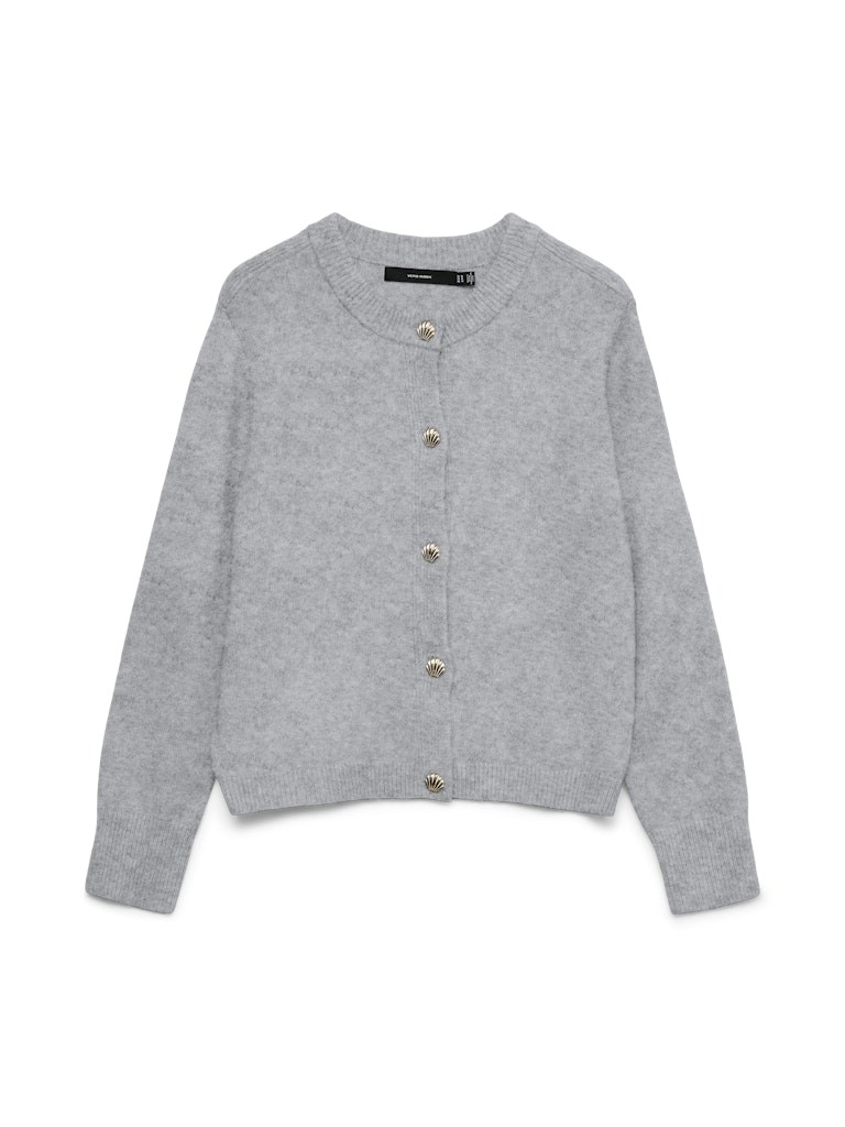 VM Fiona Strik Cardigan med Muslinge Sølv knapper, Lys Grå