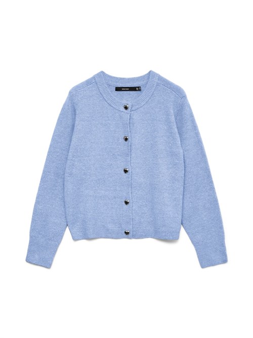 VM Fiona Strik Cardigan med Muslinge Sølv knapper, Lys Blå