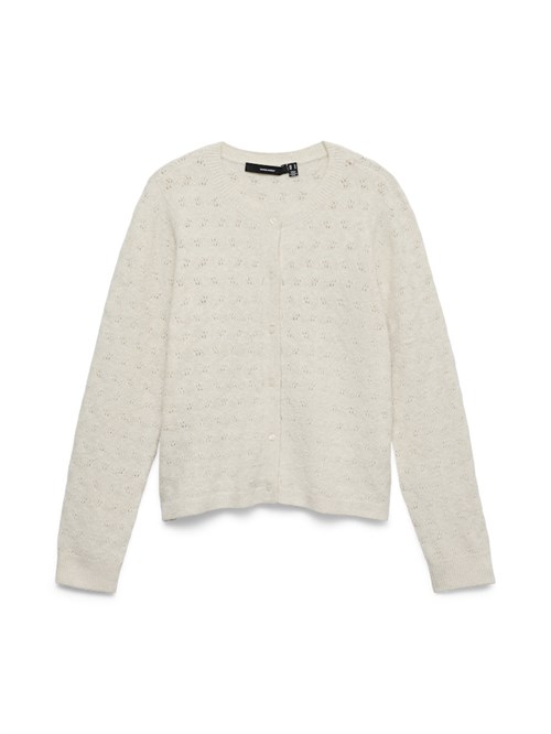 VM Doffy Stitch Strikcardigan med hulmønster, Råhvid