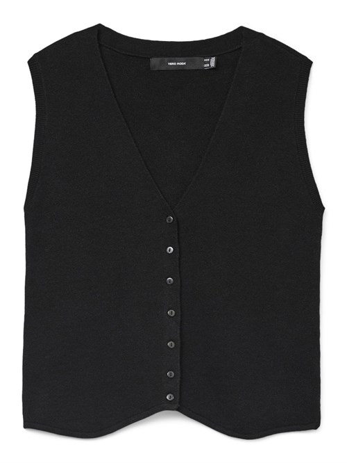 Vero Moda, Gold, Vest Med Knapper, Kort Ærmet, Sort