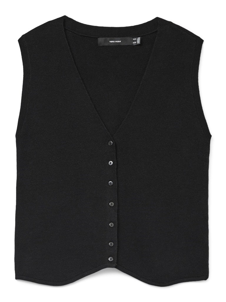 Vero Moda, Gold, Vest Med Knapper, Kort Ærmet, Sort