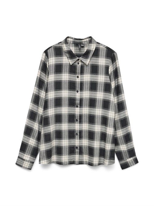 Vero Moda, Lara, Lang Ærmet, Skorte Med Tern, Grå, Sort