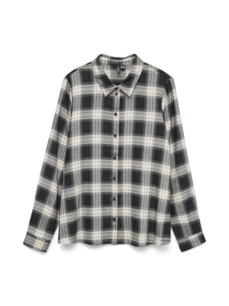 Vero Moda, Lara, Lang Ærmet, Skorte Med Tern, Grå, Sort